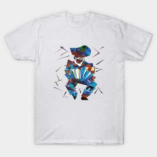 Geometric Art Portrait of Accordion Player Street Artist Isolated T-Shirt